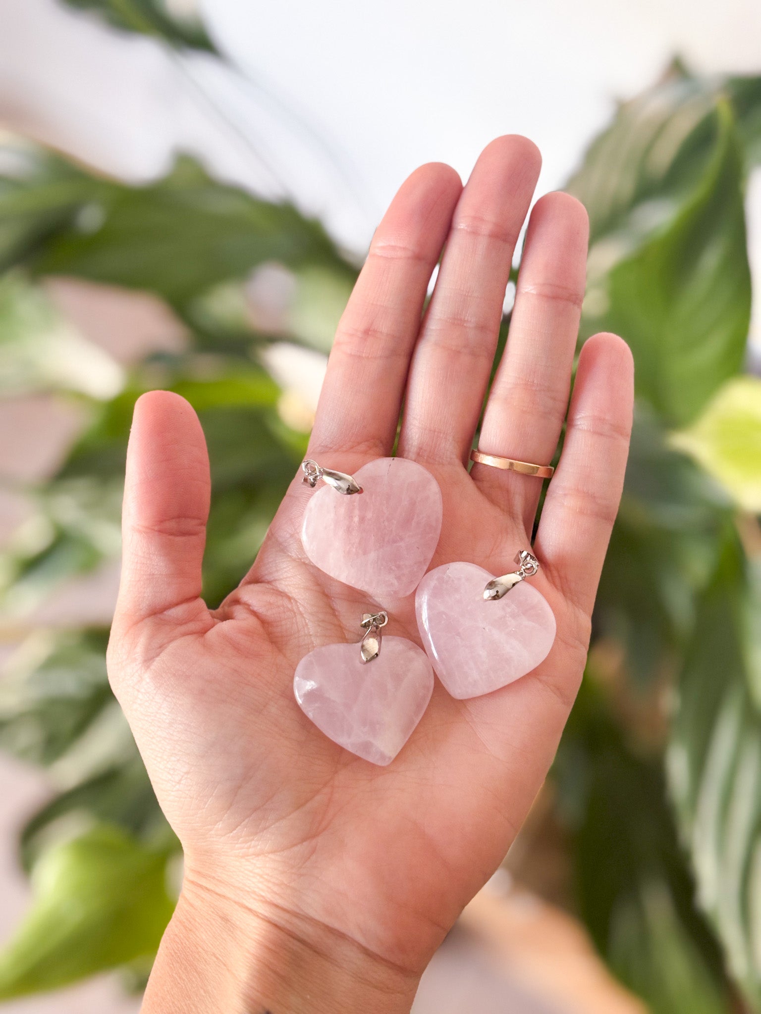 Colgante Corazón de Cuarzo Rosa