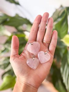 Colgante Corazón de Cuarzo Rosa