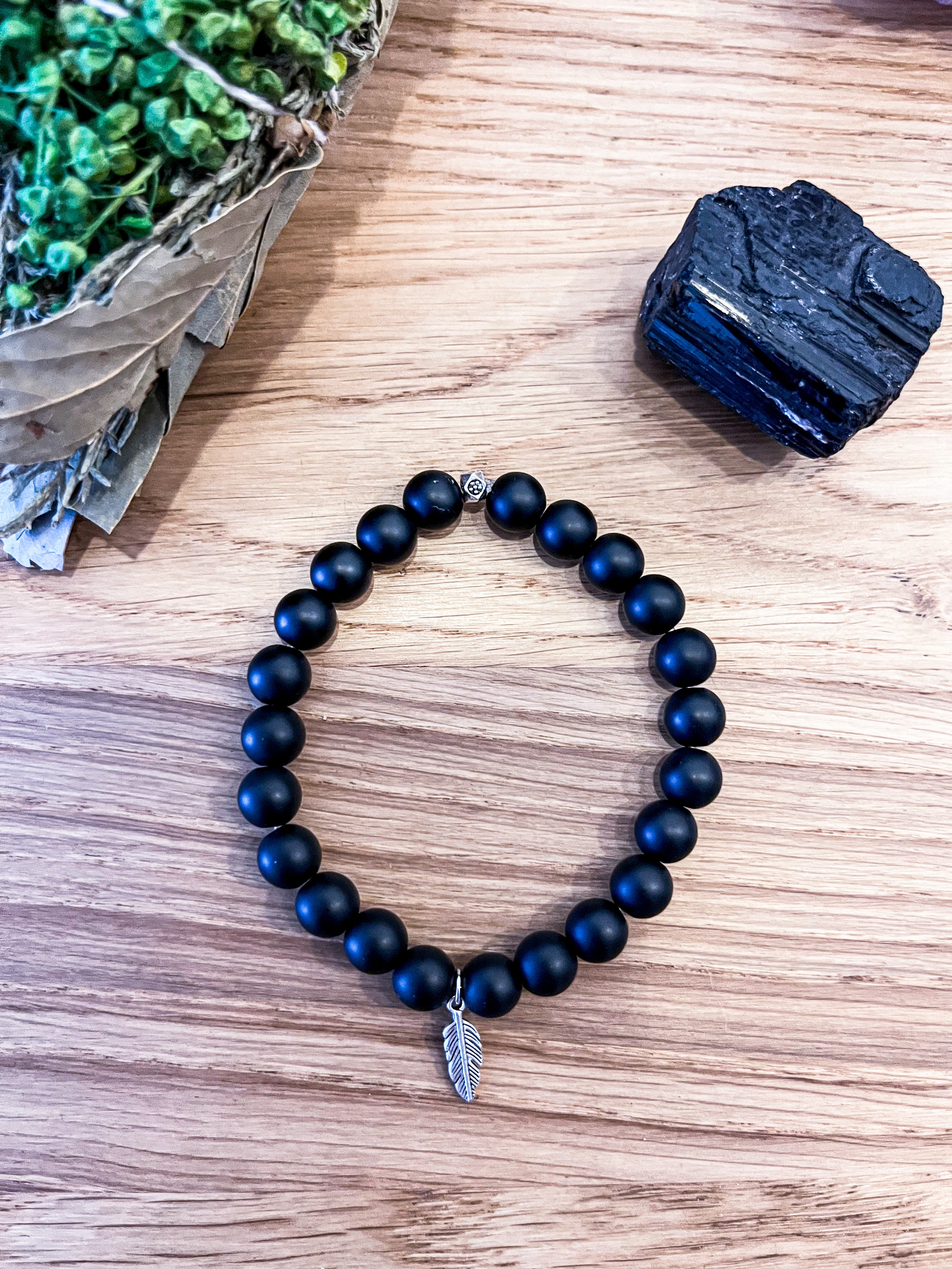 Pulsera Obsidiana / Pluma
