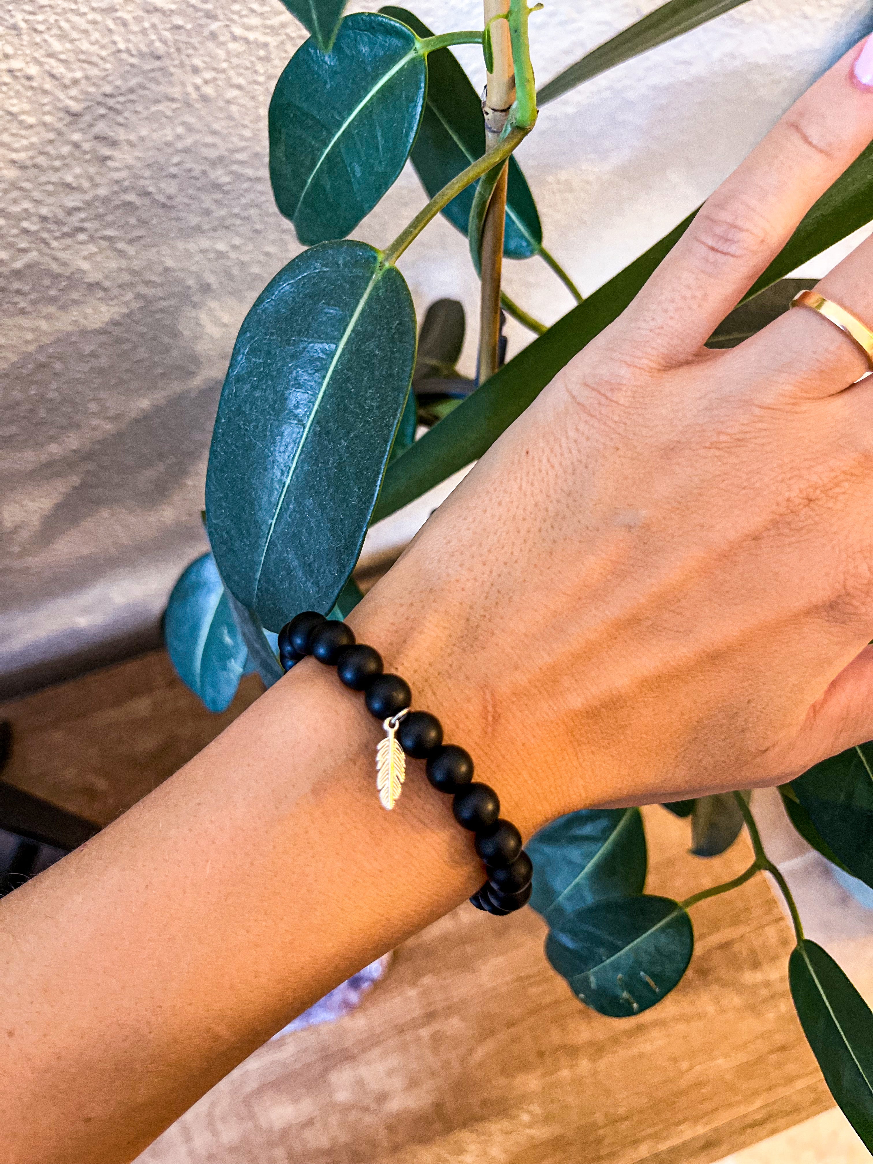 Pulsera Obsidiana / Pluma