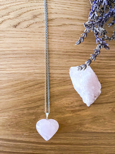 Colgante Corazón de Cuarzo Rosa