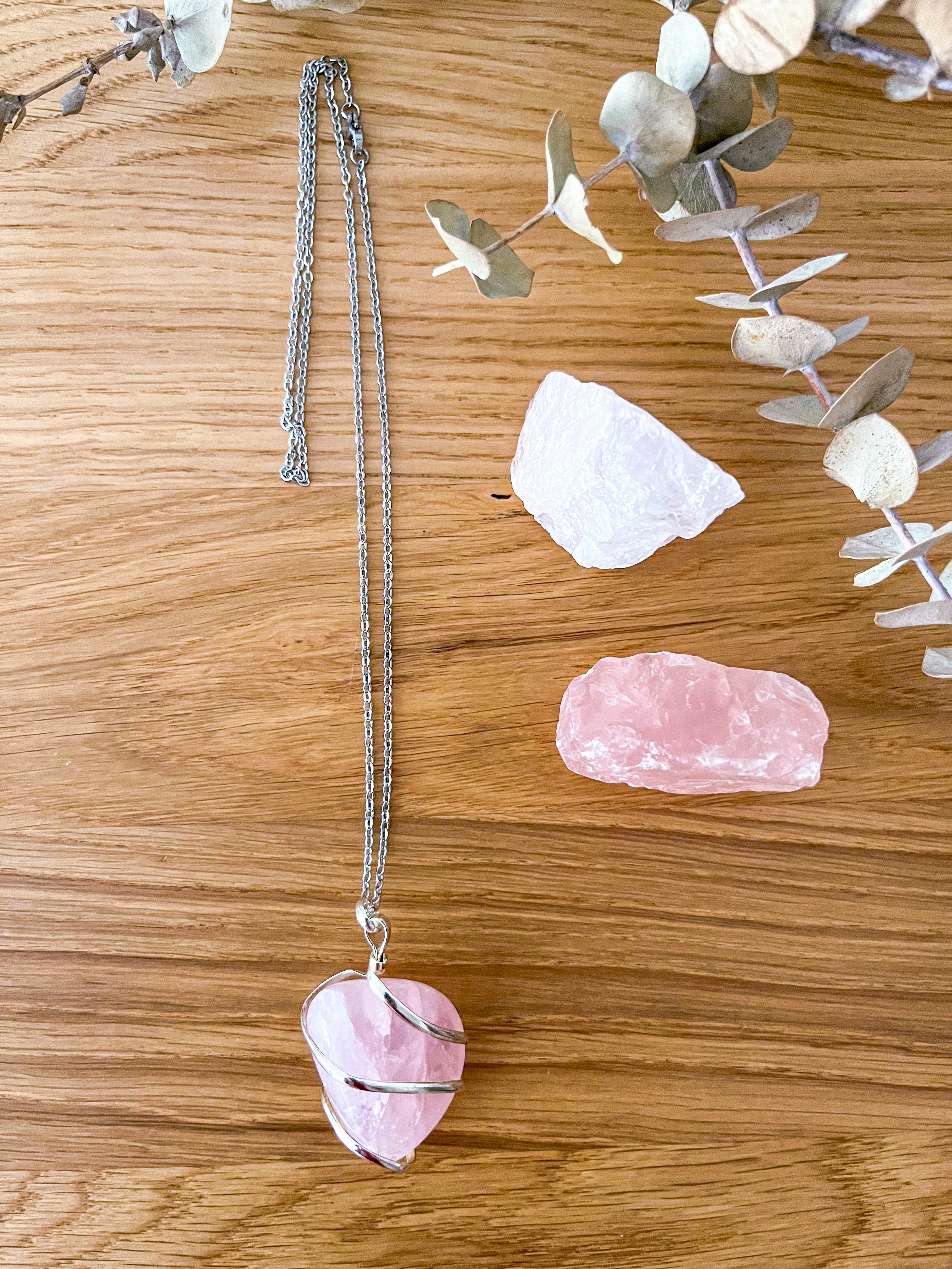 Colgante Espiral con Cuarzo Rosa